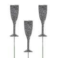 Floristik21 Sektglas mit Glitter Silber 8cm L28cm 24St