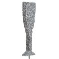 Floristik21 Sektglas mit Glitter Silber 8cm L28cm 24St