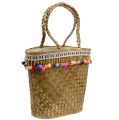 Floristik21 Shopping-Bag Natur mit Pompons 40cm x 32,5cm