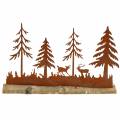 Floristik21 Wald-Silhouette mit Tieren Edelrost am Holzfuß 30cm x 19cm