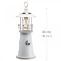 Floristik21 Leuchtturm mit Beleuchtung, Solarlicht Warmweiß, Maritime Gartendeko H47cm Ø18cm
