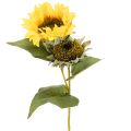 Floristik21 Künstliche Sonnenblumen 58cm, 3 Stiele, mit realistischen Blüten und Blättern, Gelb-Grün