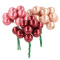 Floristik21 Weihnachtskugeln aus Glas am Draht 20mm glänzend Rosa Rot Set 140 Stück