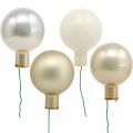 Floristik21 Mini Weihnachtskugel Creme, Beige Spiegelbeeren Ø40mm 32St