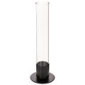 Floristik21 Stabkerzenhalter Metall mit Glaszylinder 31cm Schwarz/Transparent