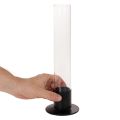 Stabkerzenhalter Metall mit Glaszylinder 31cm Schwarz/Transparent | Floristik21.de