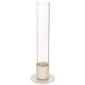 Floristik21 Stabkerzenhalter Metall mit Glaszylinder und Sockel 31cm Taupe