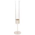 Floristik21 Stabkerzenhalter mit Glaszylinder 45 cm Innenbereich Metall Taupe