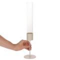 Stabkerzenhalter mit Glaszylinder 45 cm Innenbereich Metall Taupe | Floristik21.de