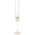 Floristik21 Kerzenhalter mit Glaszylinder und Metallfuß 50cm Taupe