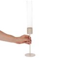 Kerzenhalter mit Glaszylinder und Metallfuß 50cm Taupe | Floristik21.de