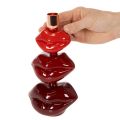 Kerzenständer Polyresin Lippenform 21cm Rot/Gold für Innenbereich | Floristik21.de