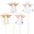Floristik21 Dekostecker Holzengel 31cm Schutzengel Figur mit farbigen Flügeln 12St Innenbereich