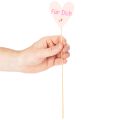 Herzstecker aus Holz mit Schriftzug "Für Dich" 31 cm, Natur, Rosa, Weiß, 12 Stück | Floristik21.de