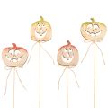 Floristik21 Dekostecker aus Holz Kürbis 31 cm 12 Stück Halloween Herbst