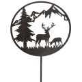Floristik21 Dekostecker Metall Hirsch Kiefer 100cm schwarz rostrot