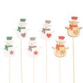 Floristik21 Holzstecker Schneemann 31cm bunt natur 12er-Set für Blumengestecke und Innenraumdeko