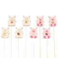 Floristik21 Dekostecker Holz Schweinchen 31cm 16-teilig mehrfarbig
