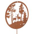 Floristik21 Gartenstecker Metall Rostoptik Rund Hirsch-Silhouette 53cm 2er-Set