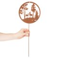 Gartenstecker Metall Rostoptik Rund Hirsch-Silhouette 53cm 2er-Set | Floristik21.de