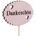 Floristik21 Blumenstecker Schriftzug, Strauß Deko Dankeschön 9cm 18St