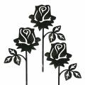 Floristik21 Metallstecker Rose Silber-Grau, Weiß gewaschen Metall 20cm × 11,5cm 8St