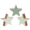 Floristik21 Deko-Holzstern Set 3-teilig 10cm Mintgrün Weiß