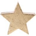 Deko-Sterne Holz Gold 10cm 3er-Set Tischaufsteller Innenbereich | Floristik21.de
