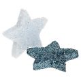 Floristik21 Sterne Mini 1,5cm Weiß, Blau mit Glimmer 144St