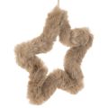 Floristik21 Hängender Deko-Stern aus Kunstfell 21 cm Beige für Innenbereich