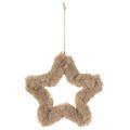 Hängender Deko-Stern aus Kunstfell 21 cm Beige für Innenbereich | Floristik21.de