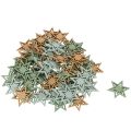 Streudeko Holzsterne gemischt 3cm 72 Stück Natur Hellblau Grün | Floristik21.de