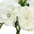 Floristik21 Deko-Strauß Weiß mit Perlen und Strasssteinen 29cm