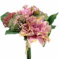 Floristik21 Blumenstrauß Dahlie und Protea, Seidenblumen, Sommerdeko L25cm