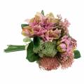 Floristik21 Blumenstrauß Dahlie und Protea, Seidenblumen, Sommerdeko L25cm