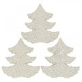 Floristik21 Streudeko Weihnachten Tannenbaum Weiß Glitter 4cm 72St