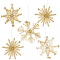 Floristik21 Strohsterne Glitzer Gold Set Weihnachtsschmuck Ø6cm 24St