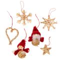Floristik21 Strohanhänger Set mit Figuren und Sternen 4–6cm 30-teilig Natur-Rot für Innenbereich