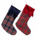 Floristik21 Nikolausstiefel zum Aufhängen, kariert in Rot und Blau, 43 x 30 cm, 2 Stück