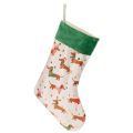Floristik21 Stoff-Weihnachtssocke 50 cm mit Dackel-Motiv in Grün und Weiß für Innenbereich