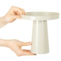 Metall Tablett Ständer, rund, 20 cm Durchmesser, beige-grau, Innenbereich | Floristik21.de
