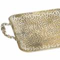 Floristik21 Deko Tablett mit Griffen Antik Gold 45cm x 25cm