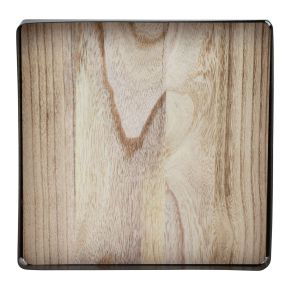 Deko Tablett Metall Holz quadratisch Natur Schwarz 25,5×25,5×4cm