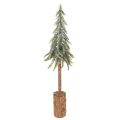 Floristik21 Künstlicher Tannenbaum 60 cm mit Holzsockel und geeister Optik für Innenbereich