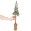 Künstlicher Tannenbaum 60 cm mit Holzsockel und geeister Optik für Innenbereich | Floristik21.de