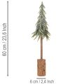 Künstlicher Tannenbaum 60 cm mit Holzsockel und geeister Optik für Innenbereich | Floristik21.de