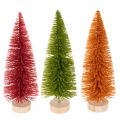 Floristik21 Künstlicher Tannenbaum Set 31cm 3-teilig Grün Rot Orange Innenbereich