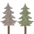 Floristik21 Deko-Tannenbaum auf Holzstab 45cm 6 Stück Grün Grau Braun