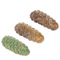 Floristik21 Tannenzapfen Keramik 14cm Braun Grün Herbstdeko 3er-Set
