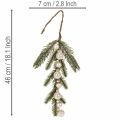 Künstlicher Tannenzweig mit weißen Mini-Christbaumkugeln, 46 cm, 2 Stück | Floristik21.de